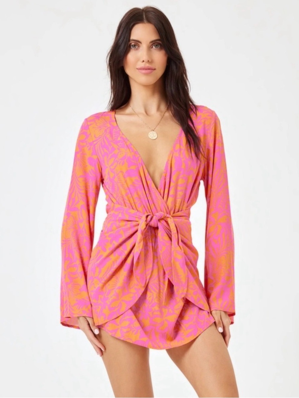L*Space Printed Kristy Dress Pink Orange Size XS NWT